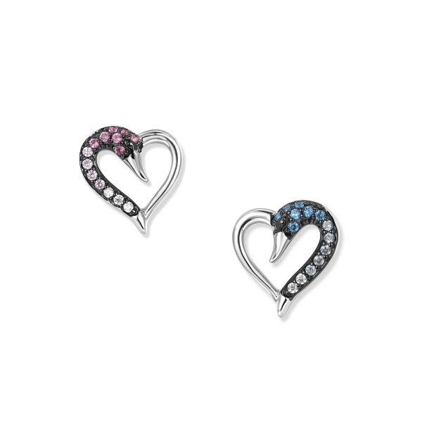 Duo Schwan Herz Ohrringe