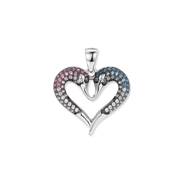 Duo Schwan Herz Anh&auml;nger