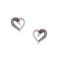 Pink Schwan Herz Ohrringe