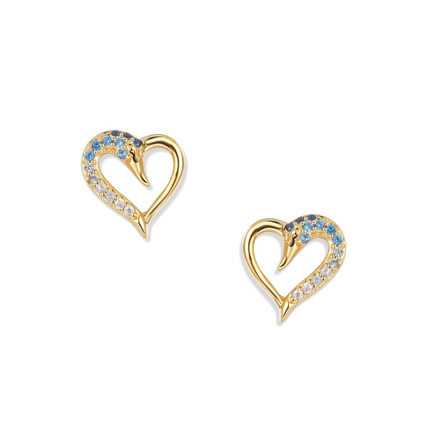 Azur Schwan Herz Ohrringe