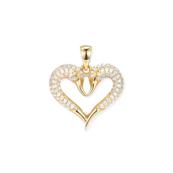 Crystal Schwan Herz Anh&auml;nger